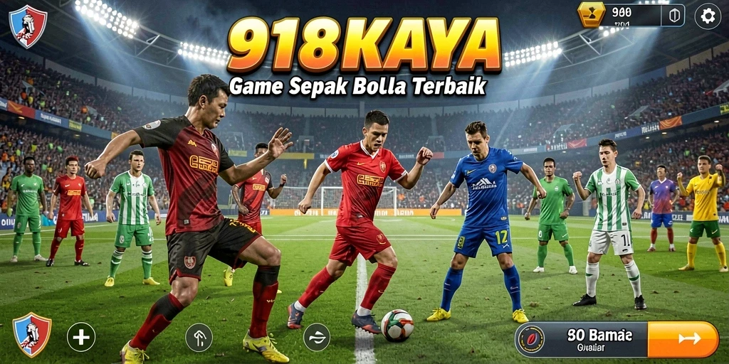Tangkapan layar gameplay 918KAYA yang menampilkan aksi sepak bola yang mendebarkan.