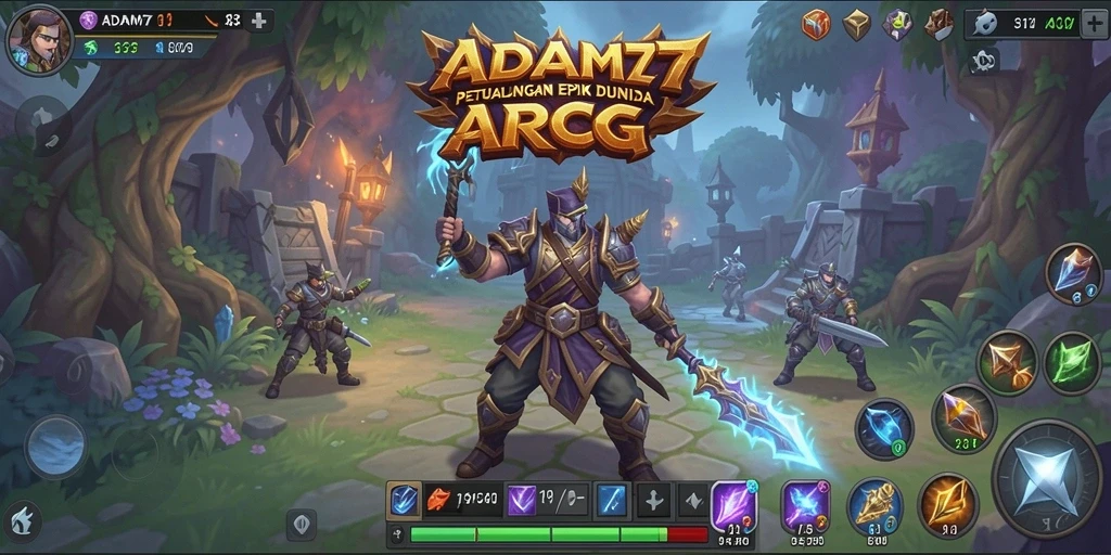 Gameplay ARPG yang menarik dalam ADAM77 dengan pertarungan seru.