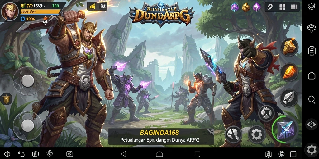 Screenshot gameplay <strong>BAGINDA168</strong> menampilkan aksi pertempuran seru dan grafis yang menawan.