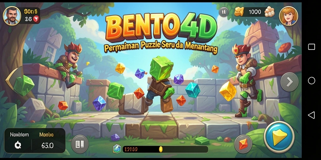 Screenshot utama BENTO4D menampilkan gameplay seru penuh teka-teki.