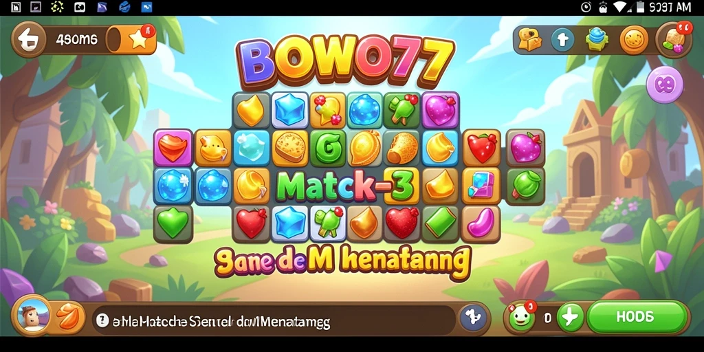 Tangkapan layar gameplay BOWO77 menunjukkan keseruan dan tantangan Match-3.