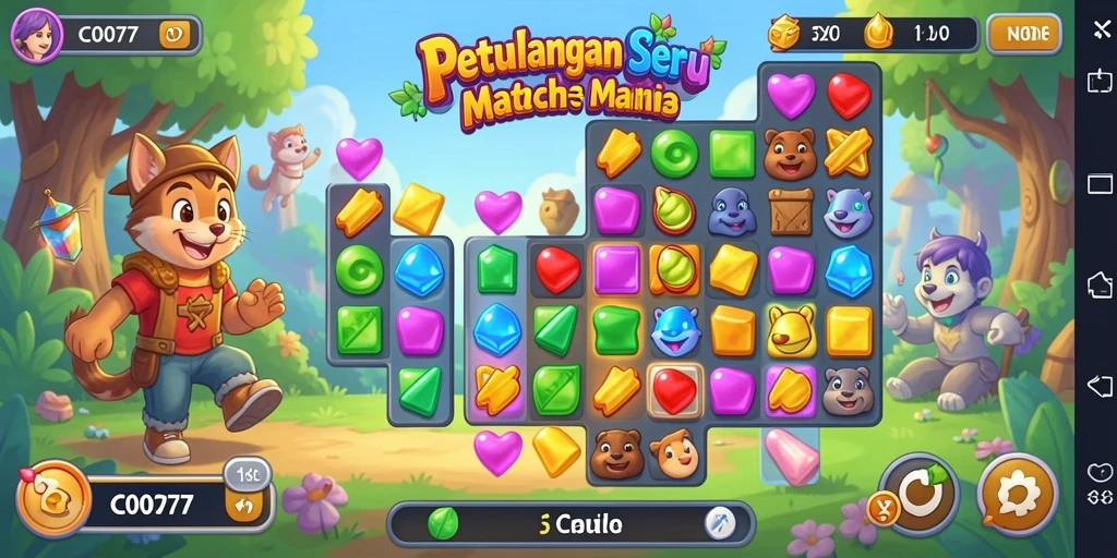 Tampilan gameplay C0077 yang menarik dan penuh warna.