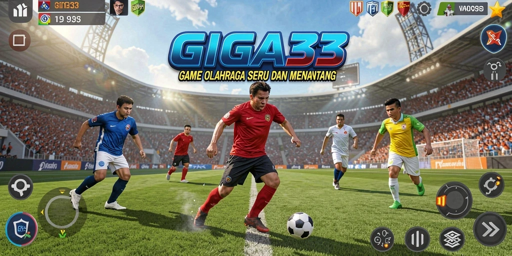 Tampilan gameplay GIGA33 dengan suasana pertandingan olahraga yang menegangkan.