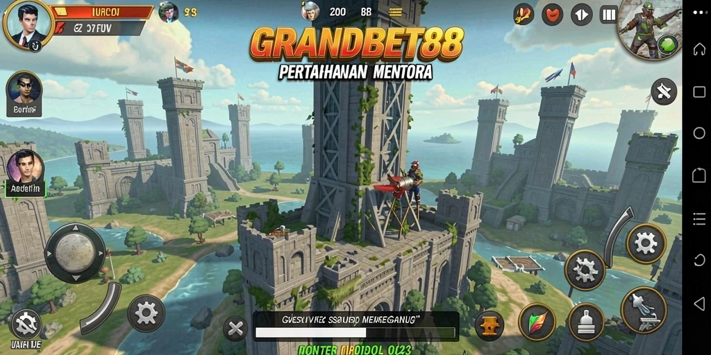Tampilan epik dari gameplay Tower Defense di GRANDBET88.