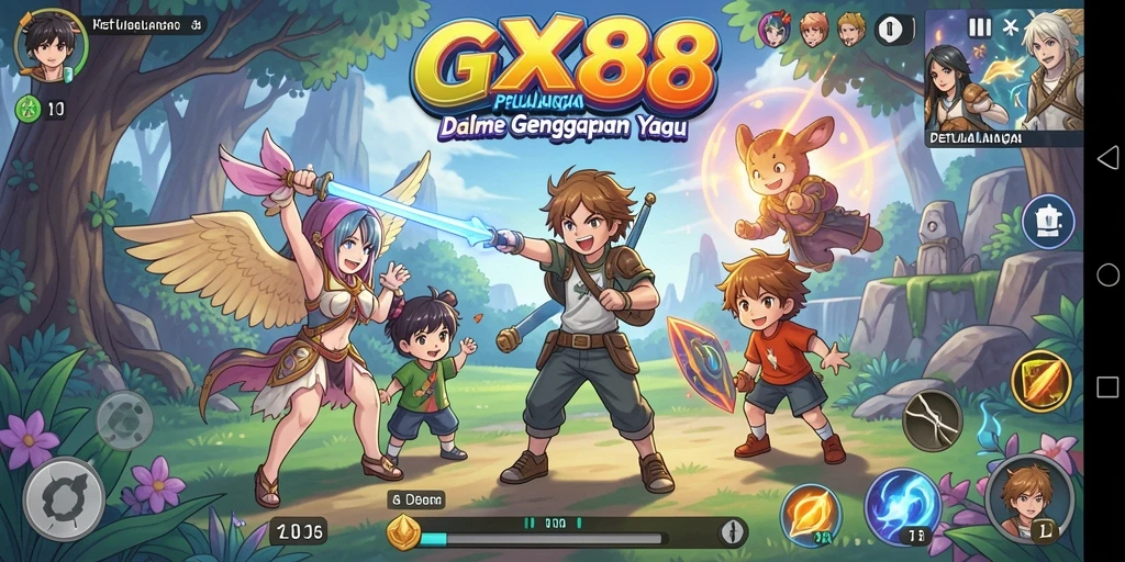 Tampilan screenshot GX88 yang menampilkan aksi karakter anime.