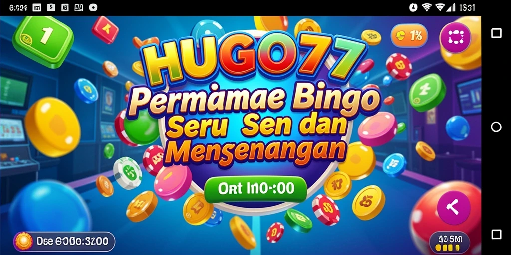 Tampilan gameplay seru HUGO77 yang penuh warna.
