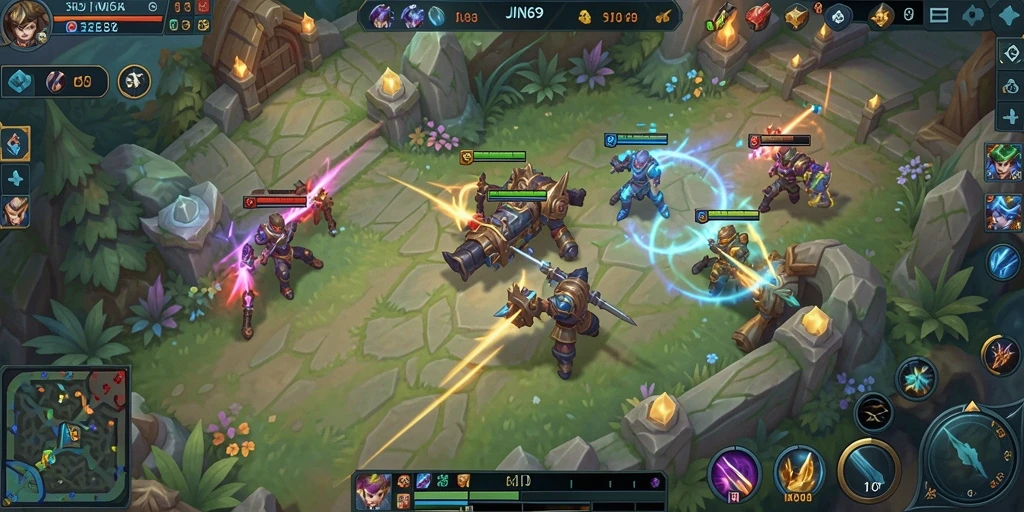Screenshot utama JIN69 menampilkan aksi seru dalam pertarungan MOBA.