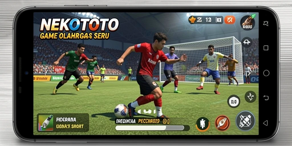 Tampilan seru gameplay NEKOTOTO dengan karakter dan arena olahraga.