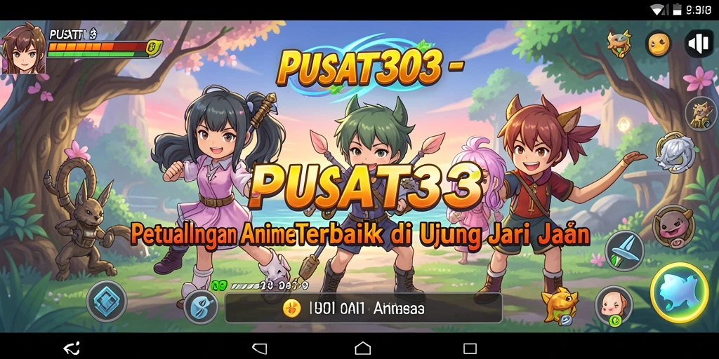 Tampilan seru dari gameplay PUSAT303 dengan karakter anime yang ikonik.