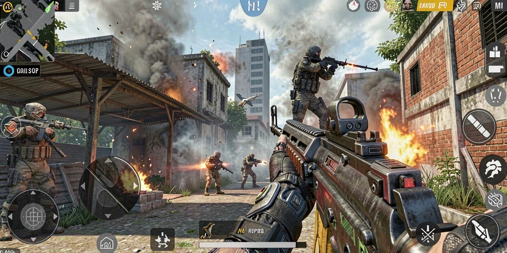 Tampilan gameplay mendebarkan dari RAP89 dengan aksi FPS yang intens.