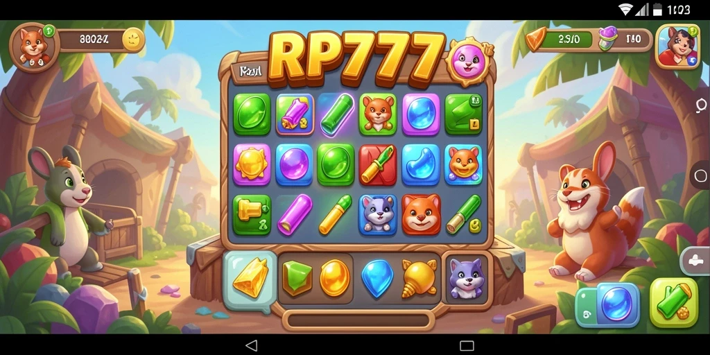 Menampilkan gameplay seru dari RP777 dengan grafis berwarna-warni.