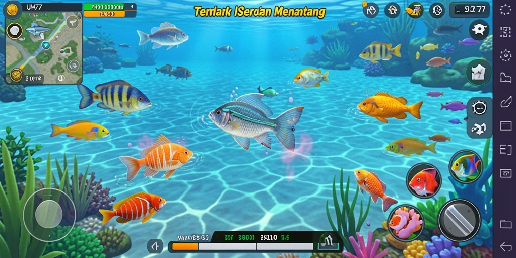 Tampilan gameplay UH77 yang penuh aksi di dunia Tembak Ikan.