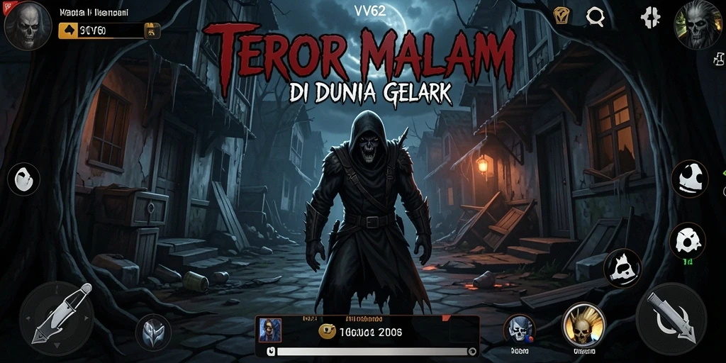 Screenshot gameplay VV62 menampilkan ketegangan di dunia gelap.