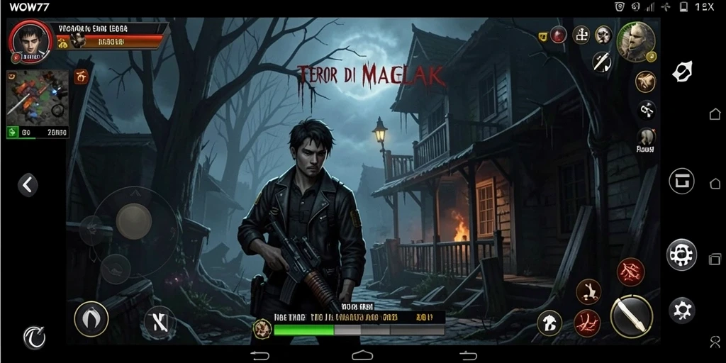 Tangkapan layar WOW77 menampilkan suasana menyeramkan saat gameplay berlangsung.